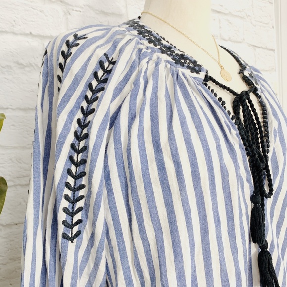 ZARA embroidered tassel boho stripe tunic blouse - Picture 4 of 8